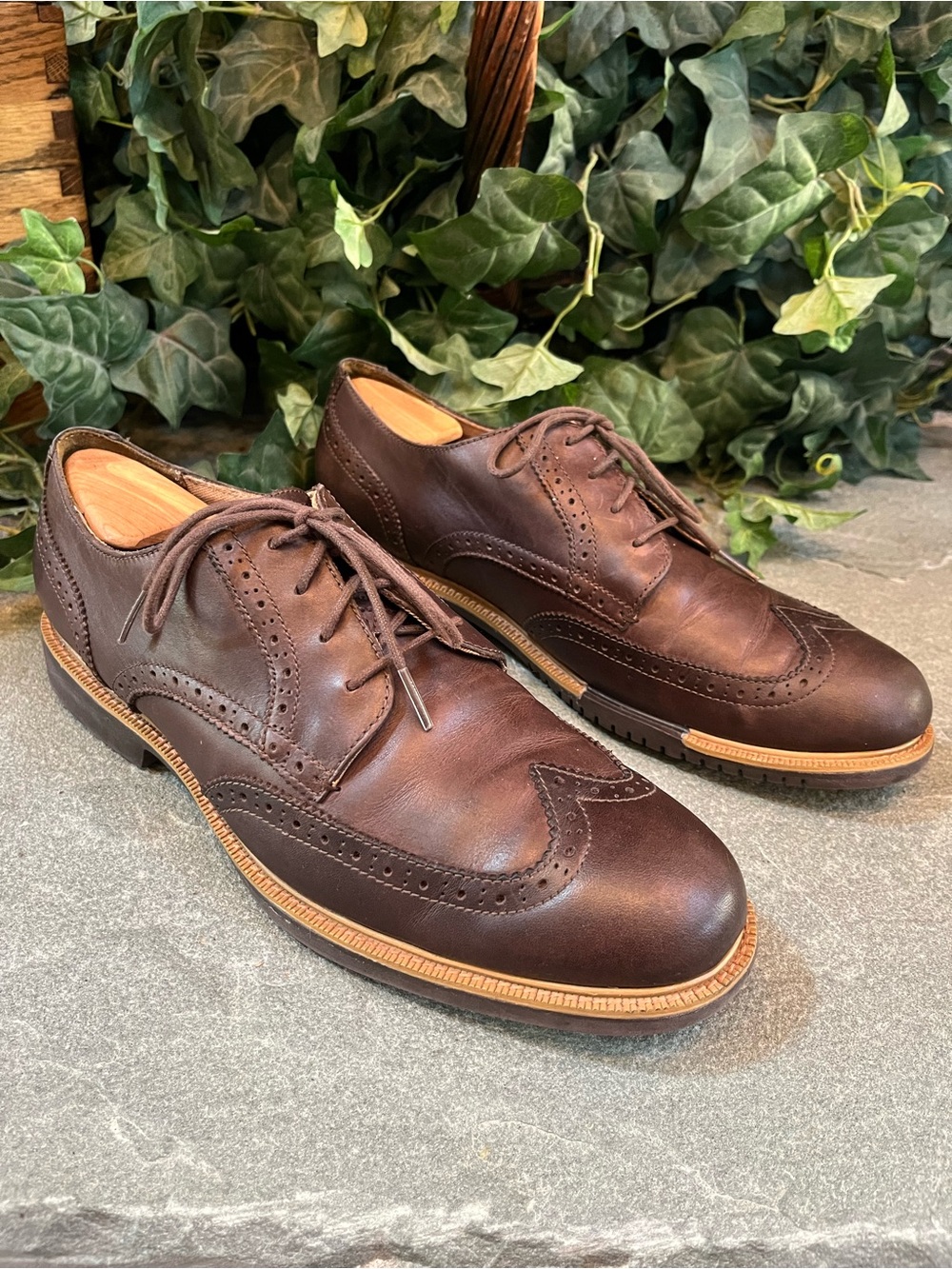 Cole Haan Grand OS Men's Brown Leather Wingtip Oxfords Brogues C21824 Size 10M